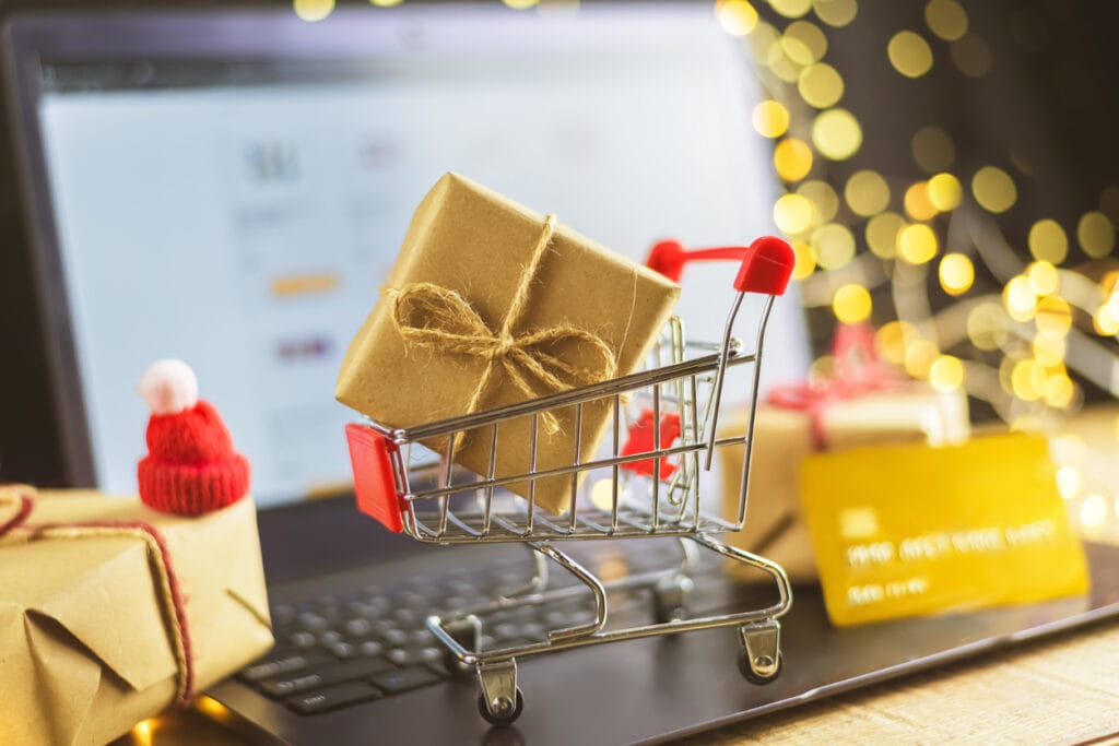 Development team concept of holiday online shopping