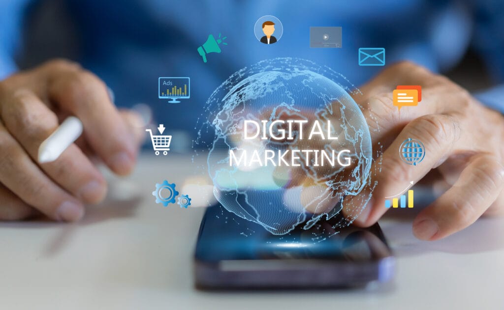 Visual concept of feature deployment for a digital marketing company
